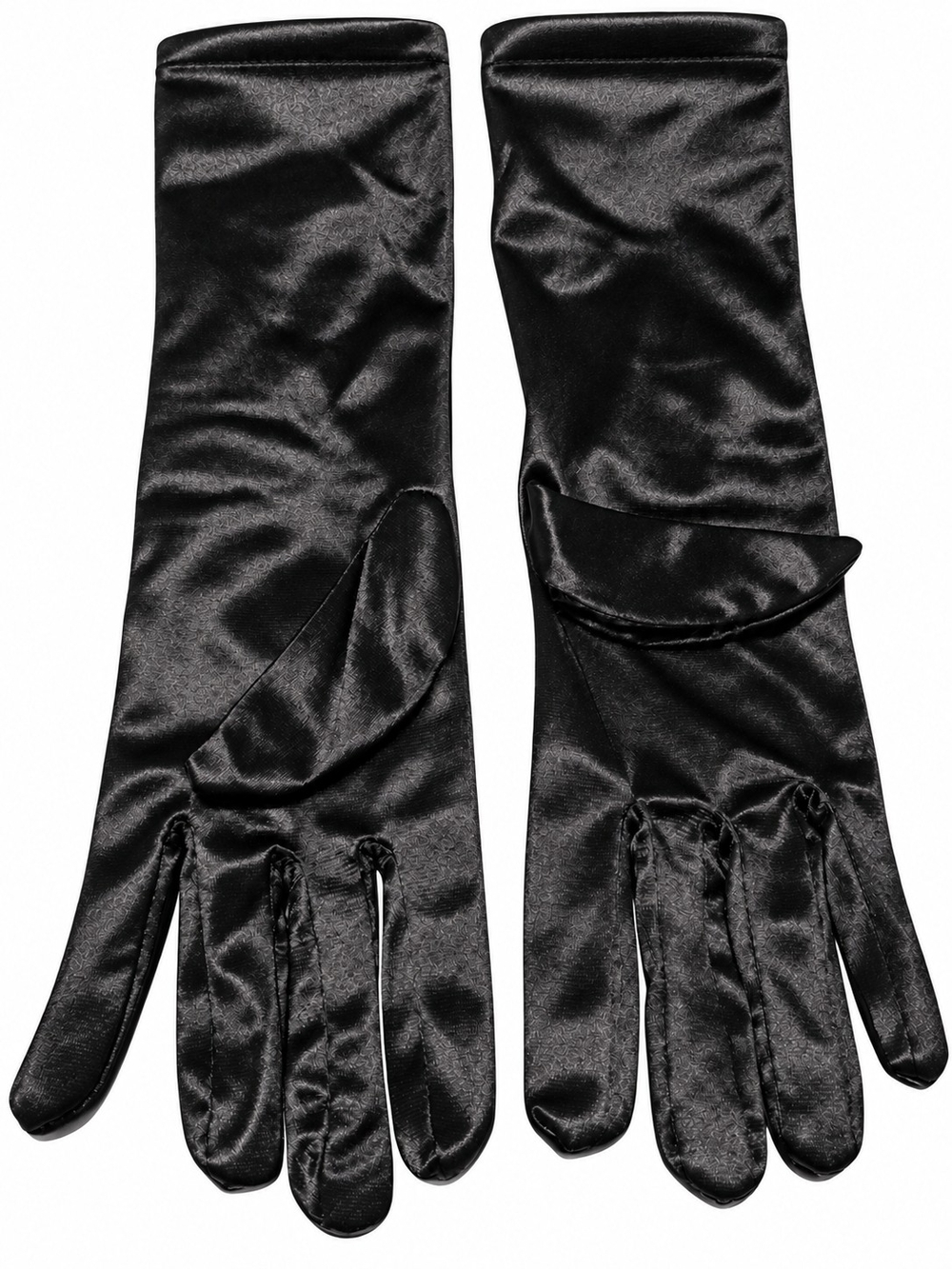 Black Long Satin-Feel Gloves Size Small Bow Gem Formal Costume Cosplay